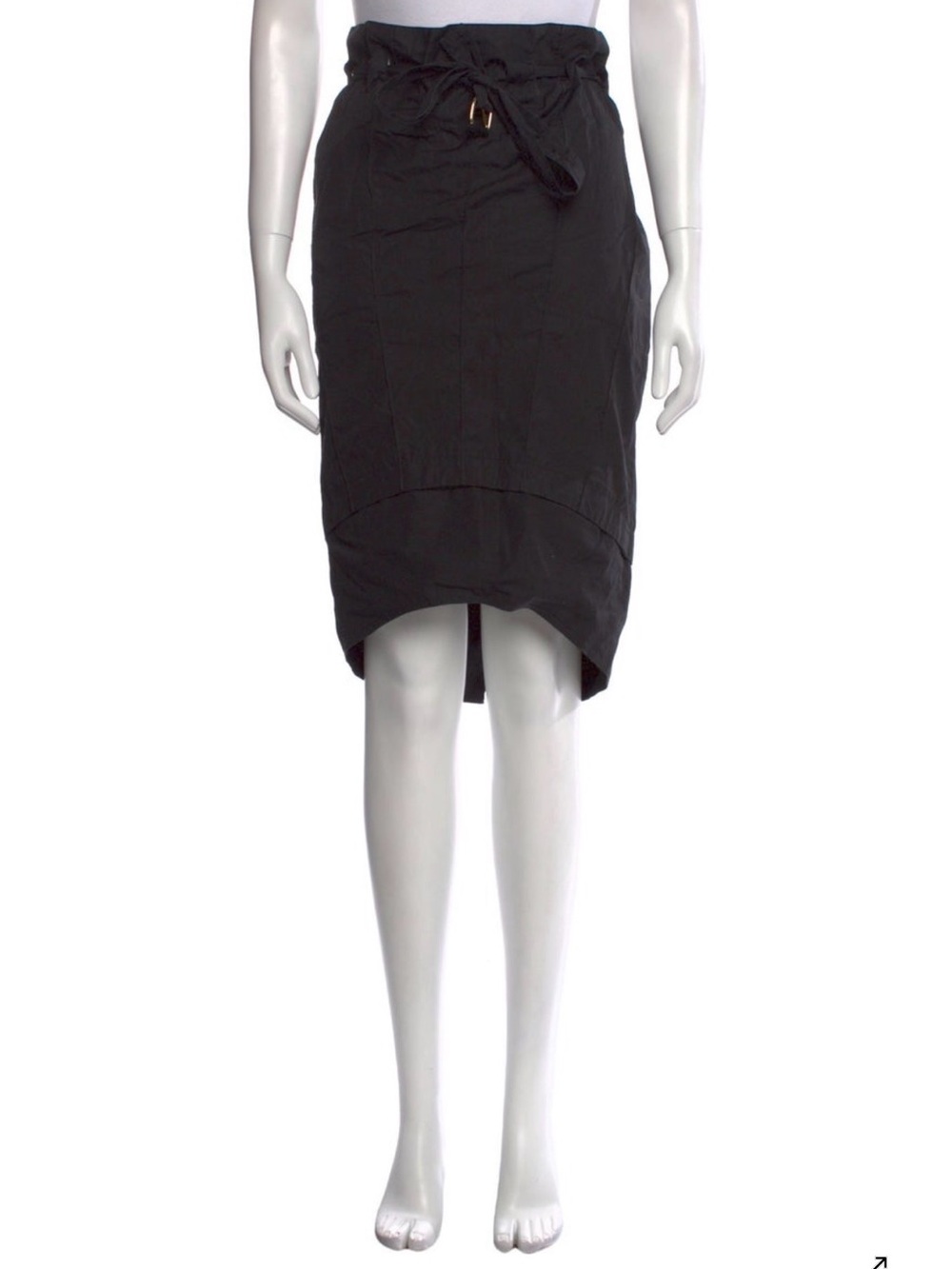 Nina Ricci Black High-Low Paperbag Waist Skirt with Tie
